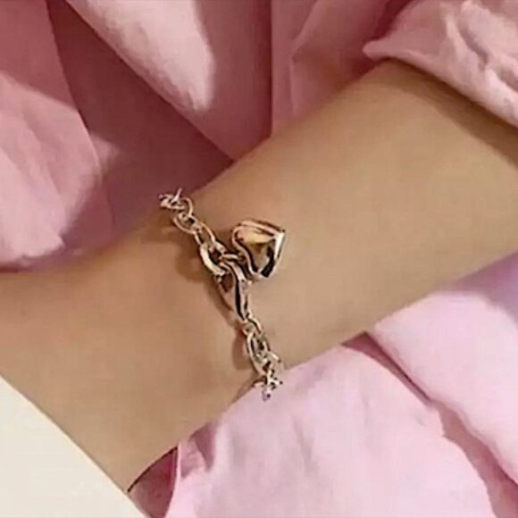 STERLING SILVER HEART CHARM BRACELET - Picture 5 of 6